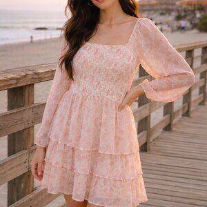 Madden NYC Tiered Floral Mini Dress Size Large